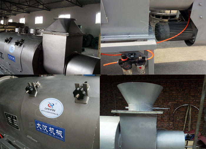 氣旋篩：電機，進料口，氣壓裝置等特寫圖片